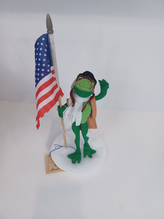 10" Aviator Frog with Flag b 993791 Annalee