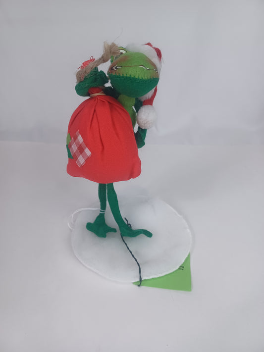 10" Santa Frog with Toy Bag and Stand 808087 Annalee