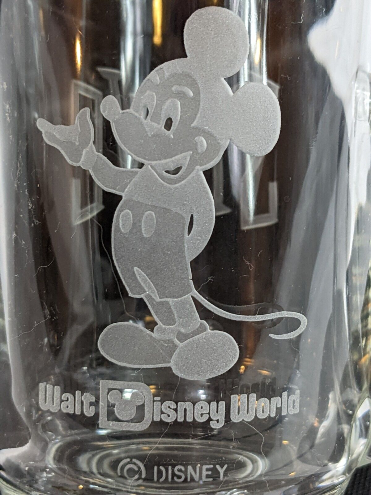 Walt Disney World Mickey Mouse Coffee Cup Mug Etched Glass Embossed Named Steve