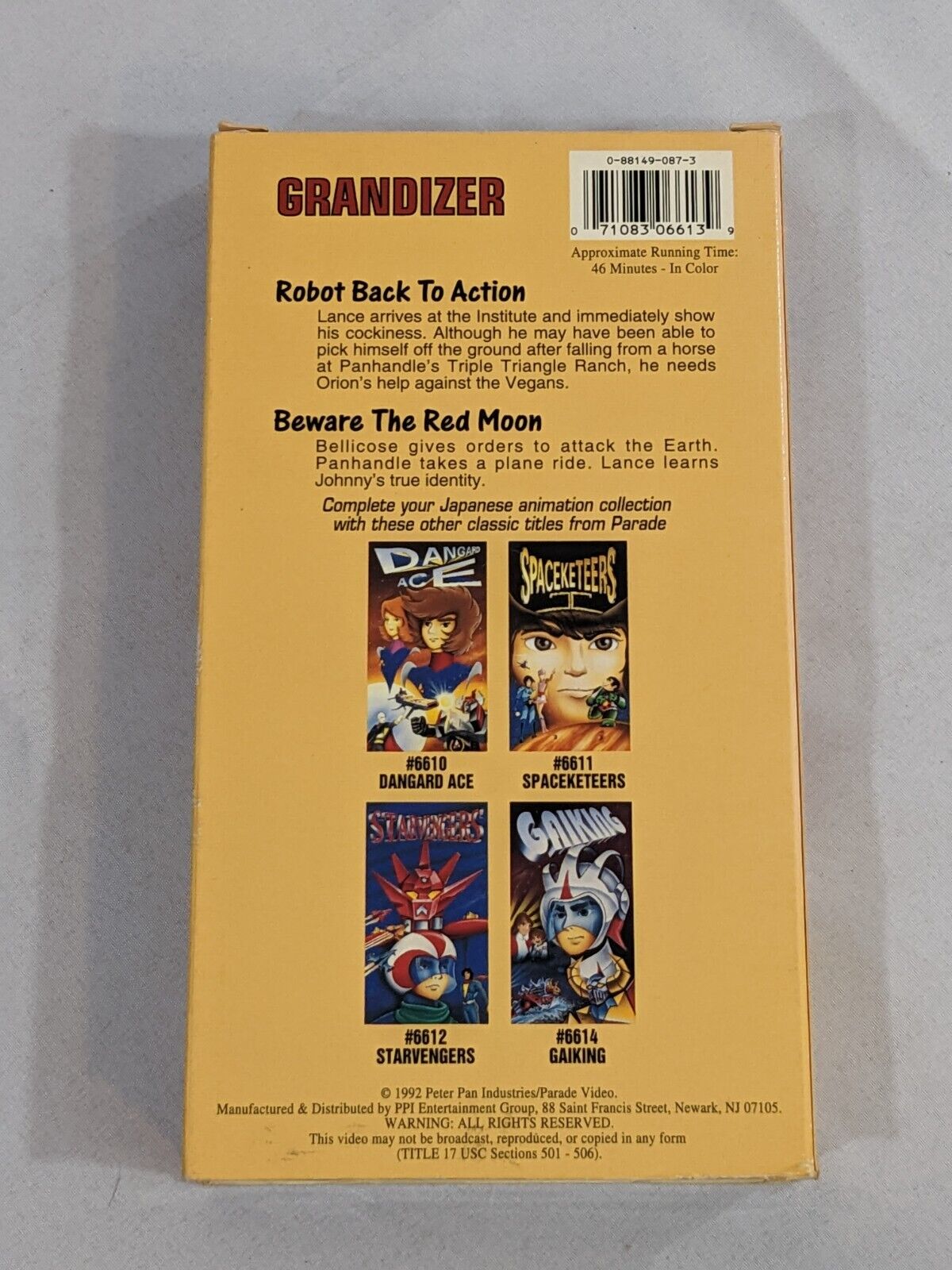 Grandizer Robot Back to Action Beware The Red Moon VHS Tape 6613 Parade Video 19