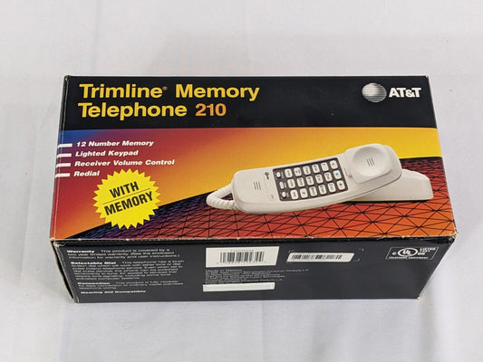 AT&T Trimline Memory Telephone 210 Vintage Corded Phone with User Manual White