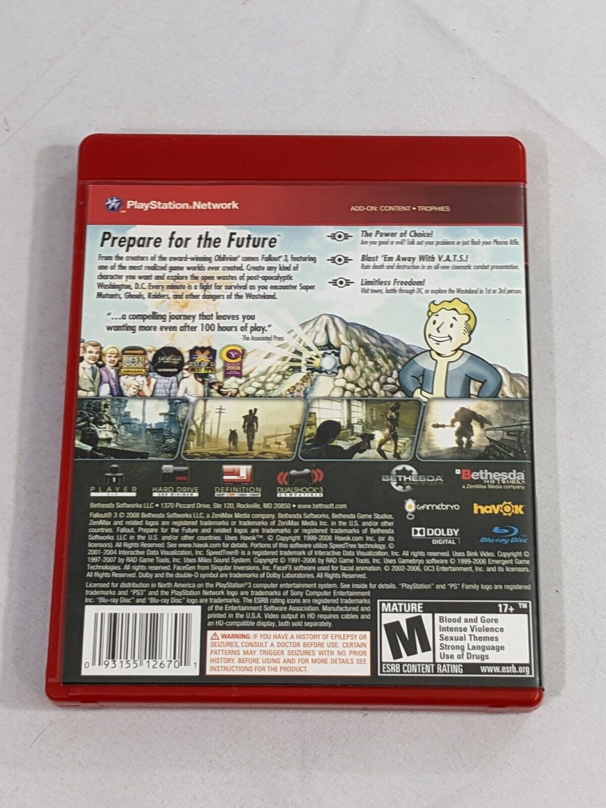 PS3 Fallout 3 Sony Playstation 3 Video Game Disc by Bethesda Games Greatest Hits