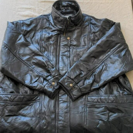 Vintage Leather Patchwork Jacket Black Women's SZ 3X Anthony Richards