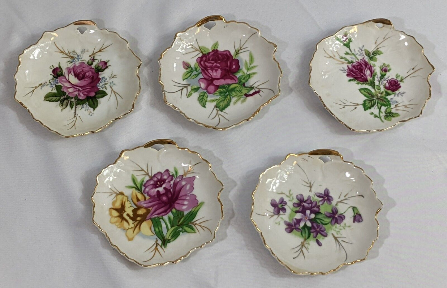 Floral Dish Ornament Home Decoration Made in Japan Set of 5 Rosetti