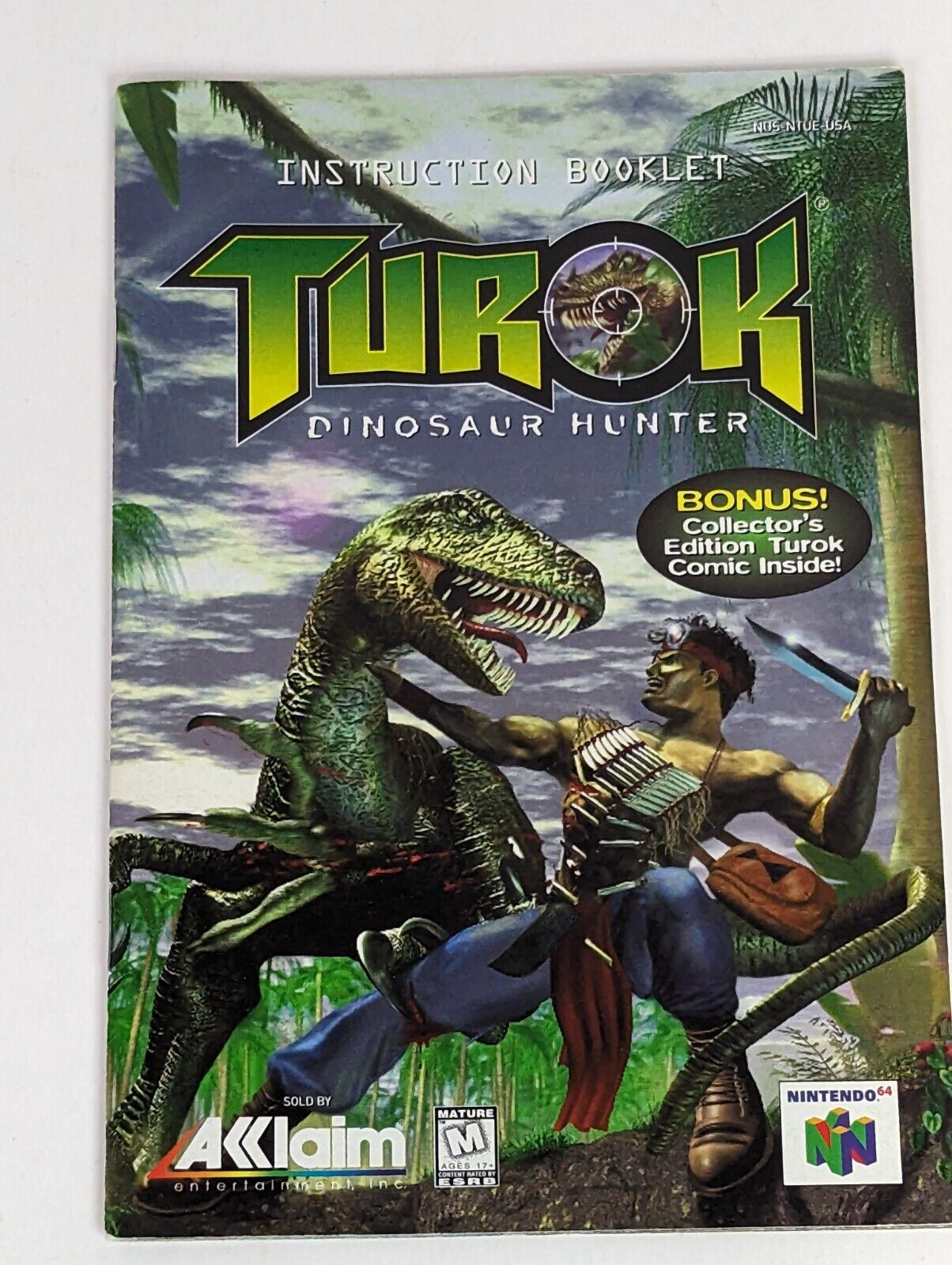 Nintendo 64 Turok: Dinosaur Hunter Video Game Pak & Instruction Booklet