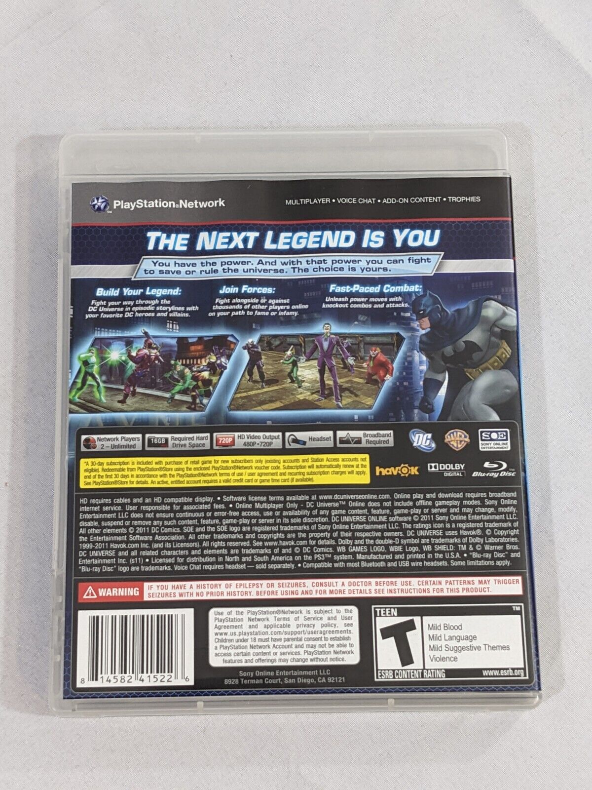 PS3 DC Universe Online The Next Legend Is You Sony Playstation 3 Video Game Disc