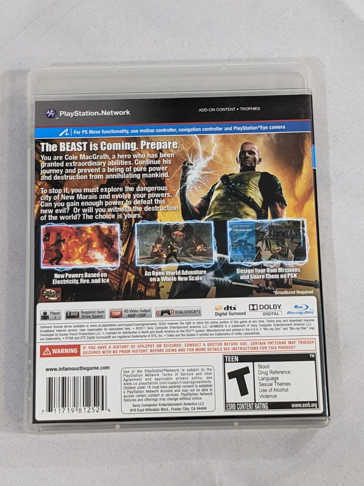 PS3 Infamous 2 Sony Playstation 3 Exclusive Video Game Disc by Sucker Punch