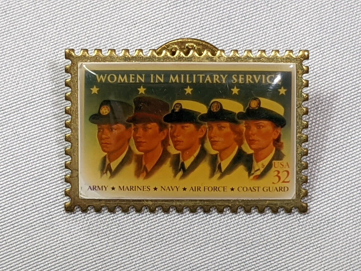 Military Lapel Pin Badge Women Army Marine Navy Air Force Stamp Design LOT OF 3