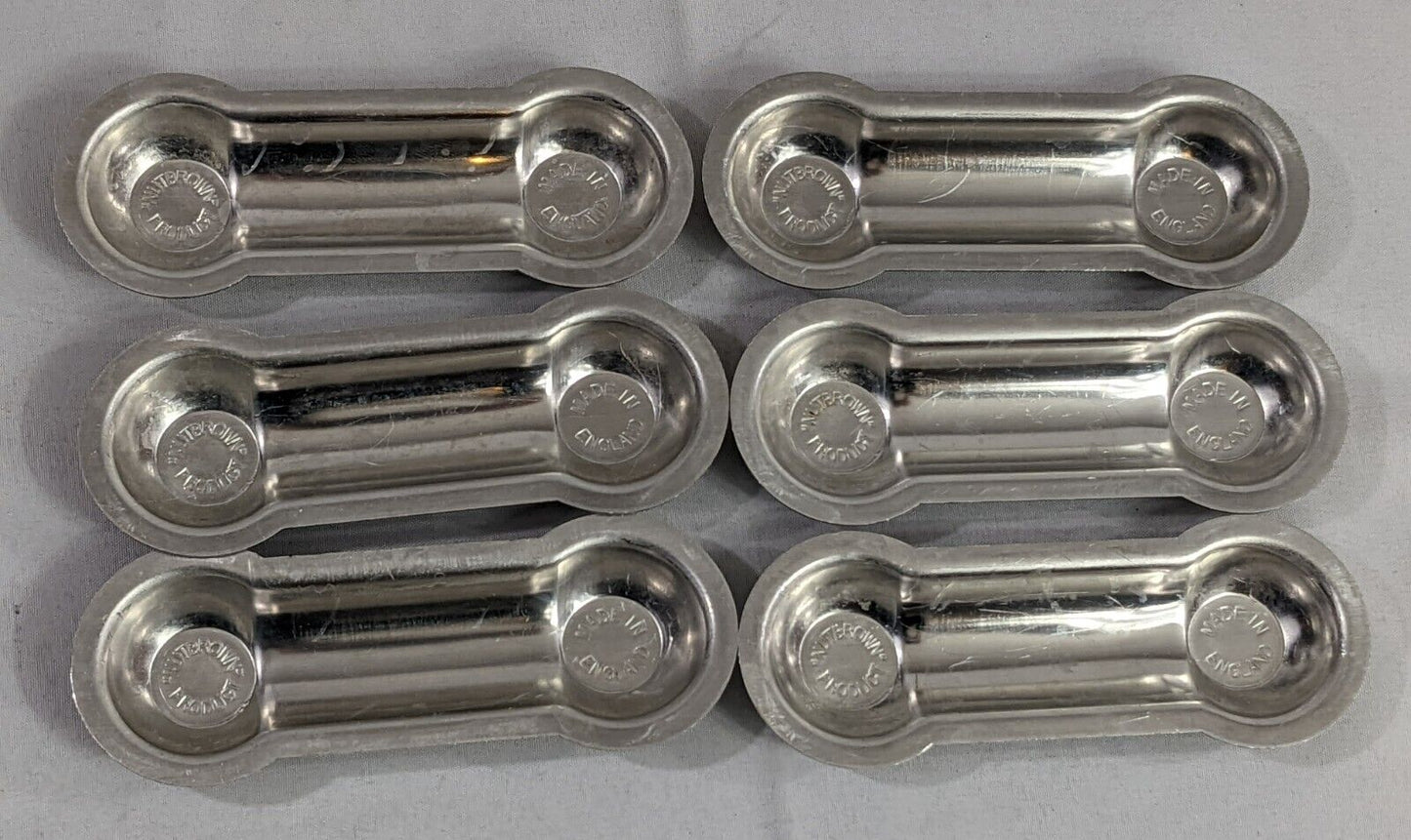 Lot of 6 Vintage Nutbrown Eclair Sponge Finger Molds Aluminum Made in England