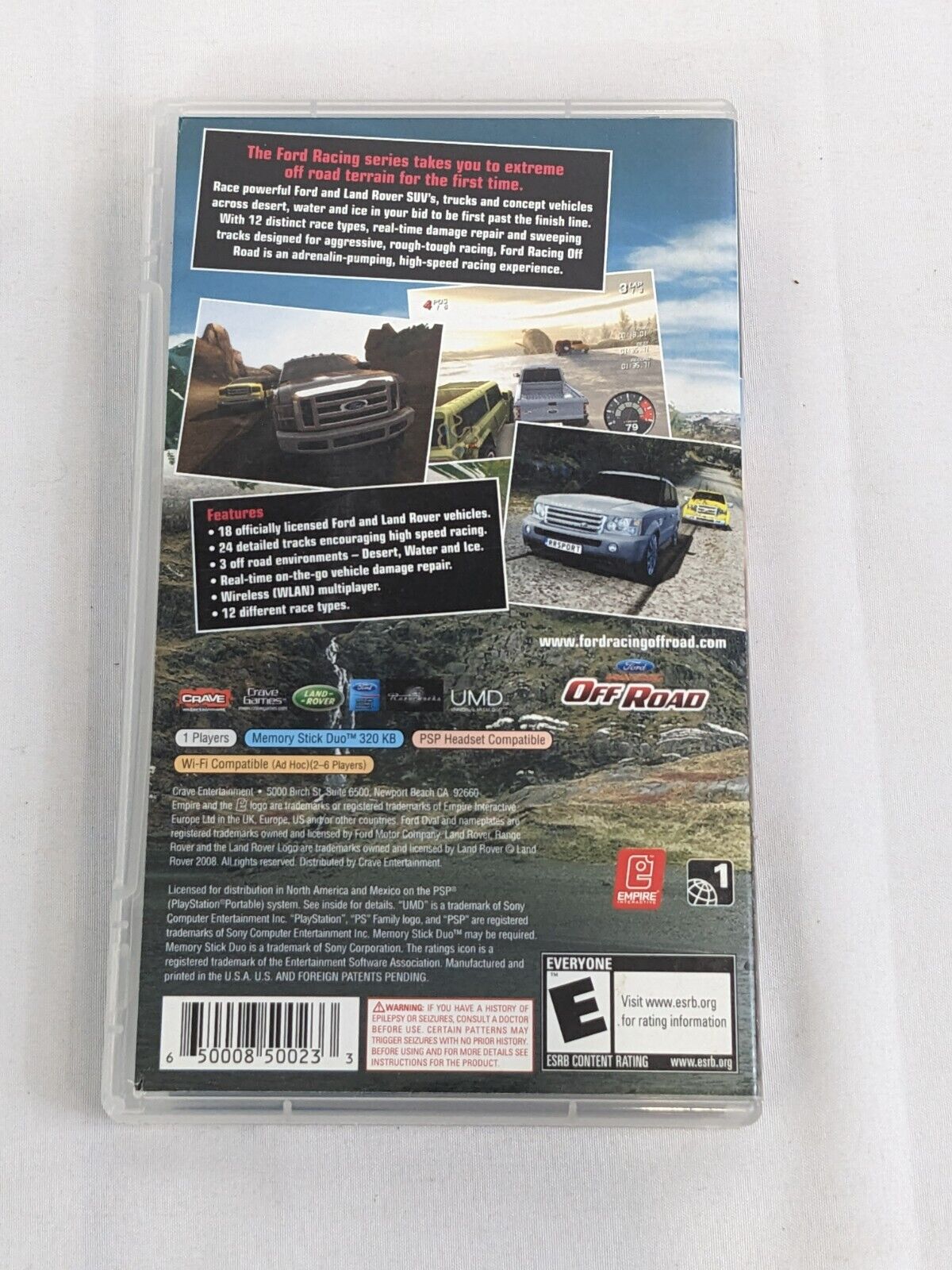 Sony PSP Ford Racing Off Road Video Game UMD Case and Manual ONLY!