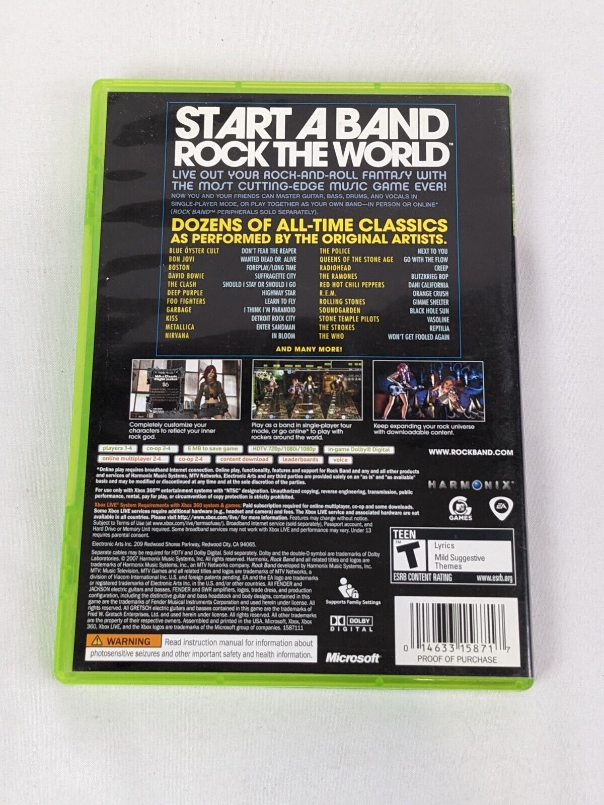 Microsoft XBOX 360 Rock Band Video Game Disc CD CASE ONLY! GAME NOT INCLUDED!