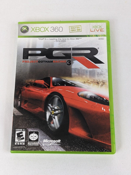 Microsoft XBOX 360 PGR Project Gotham Racing 3 Video Game Disc CASE and Manual