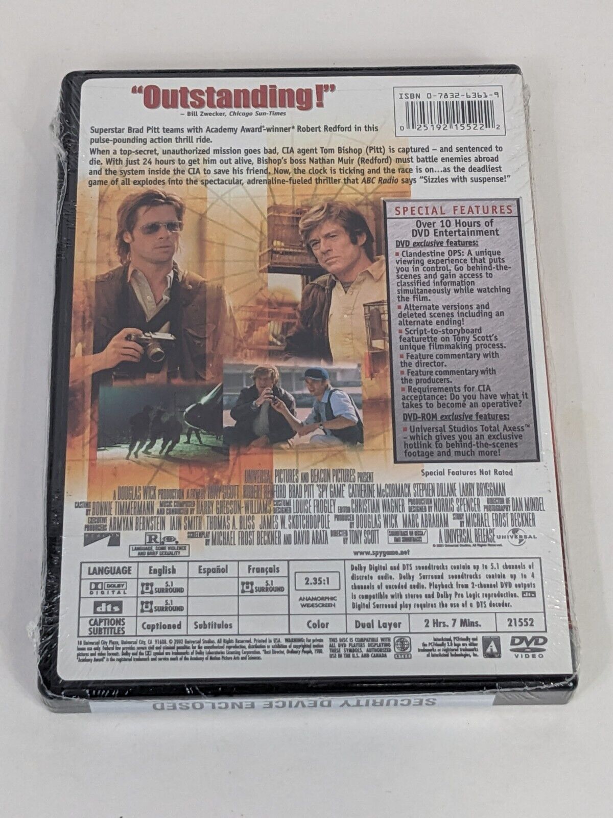 Spy Game Collector's Edition DVD Video Widescreen Robert Redford & Brad Pitt