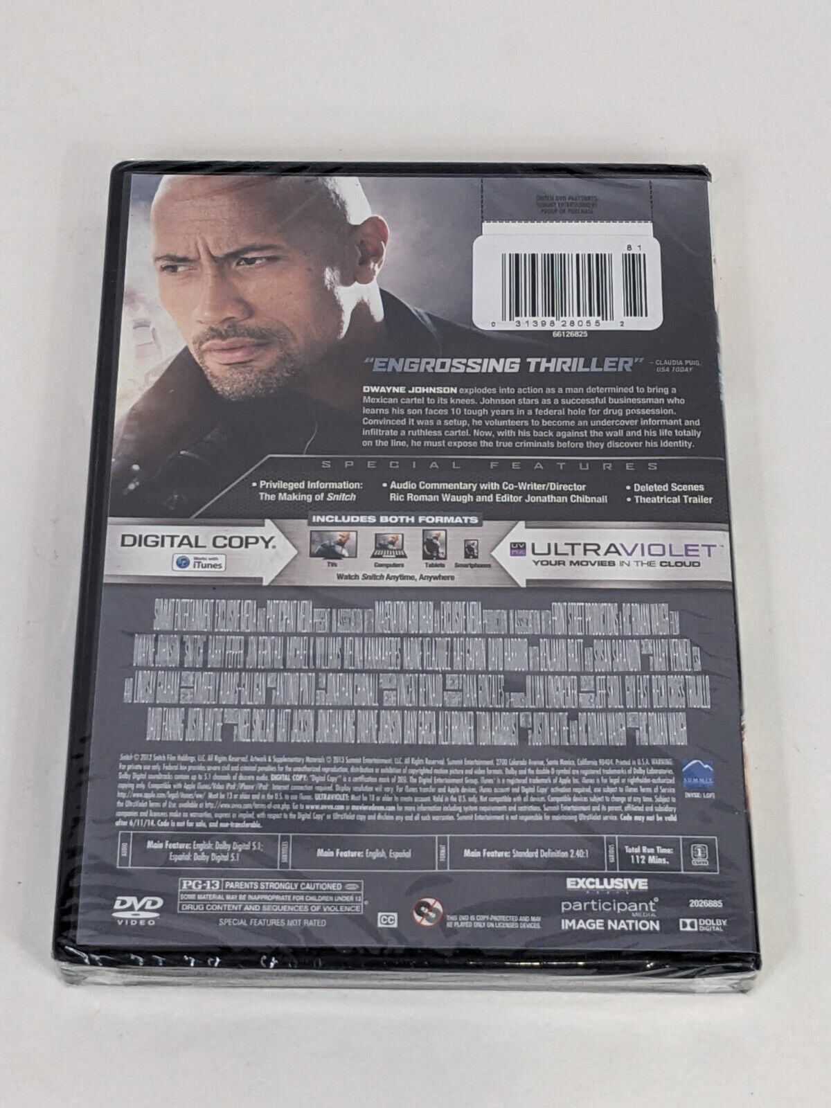 Snitch: Justice On His Terms Dwayne Johnson DVD + Digital Copy + Ultraviolet