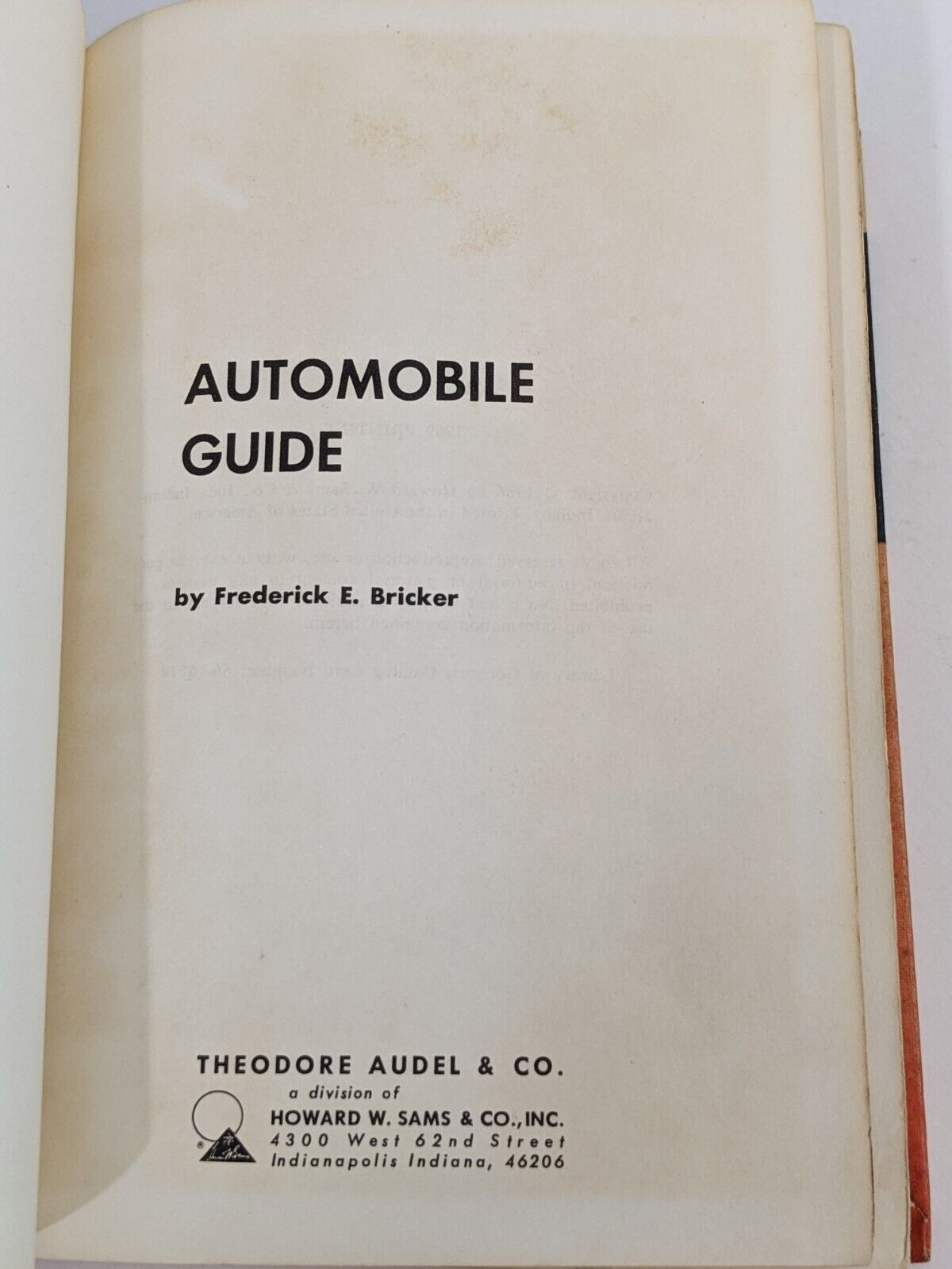 Automobile Guide by Frederick E. Bricker Vintage 1969 Book