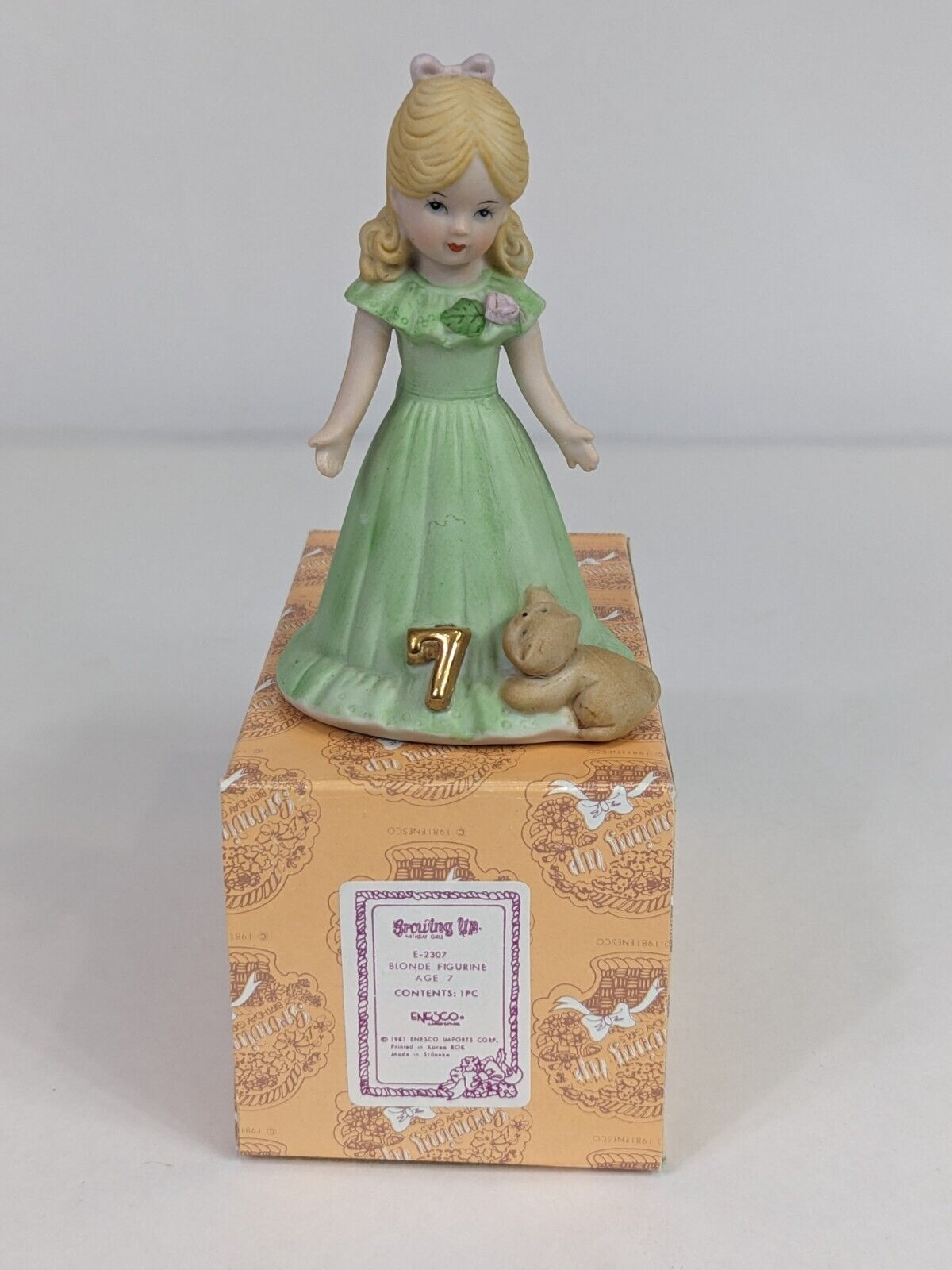 Growing Up Birthday Girls E-2307 Blonde Figurine Age 7 Enesco Home Display Decor