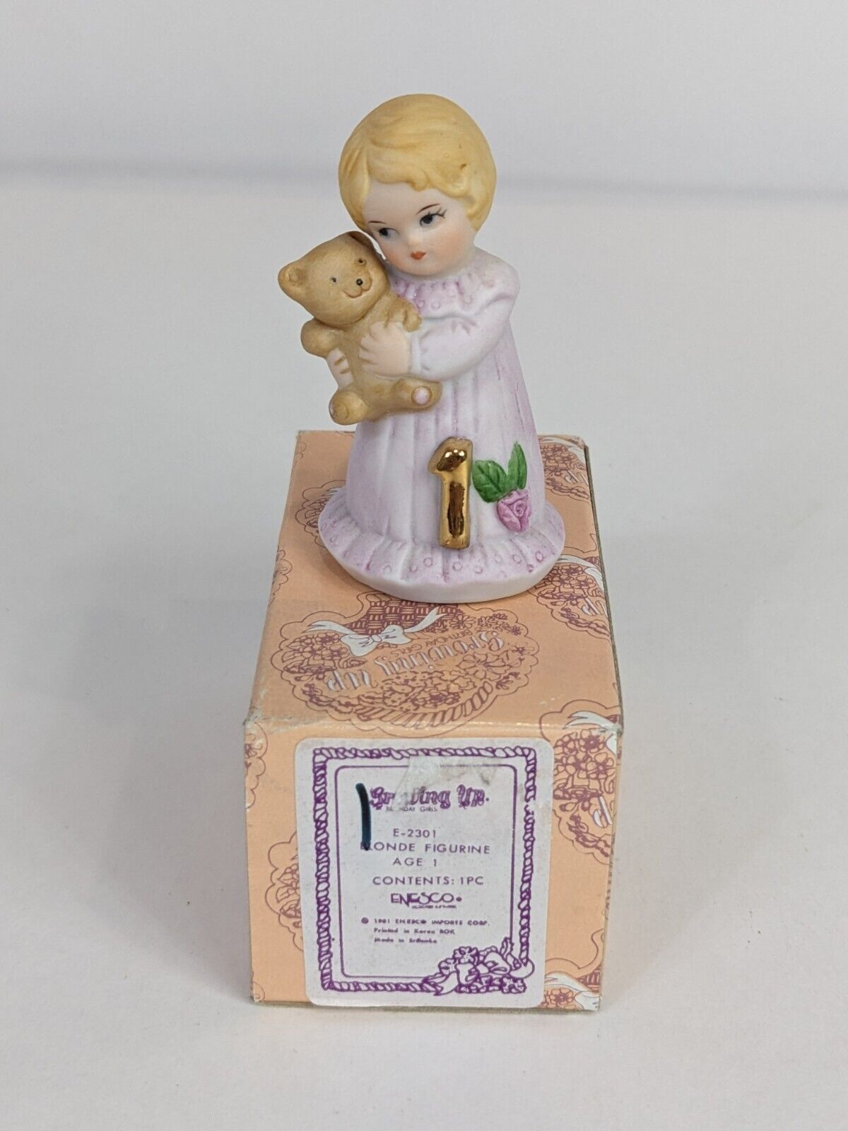 Growing Up Birthday Girls E-2301 Blonde Figurine Age 1 Enesco Home Display Decor