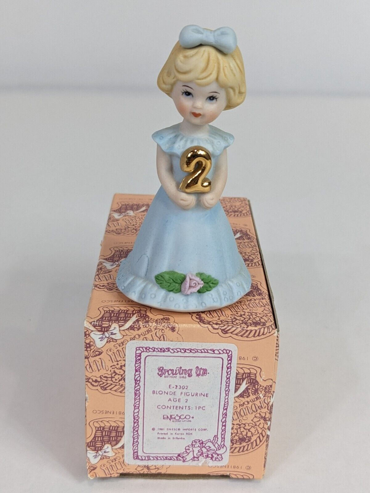 Growing Up Birthday Girls E-2302 Blonde Figurine Age 2 Enesco Home Display Decor