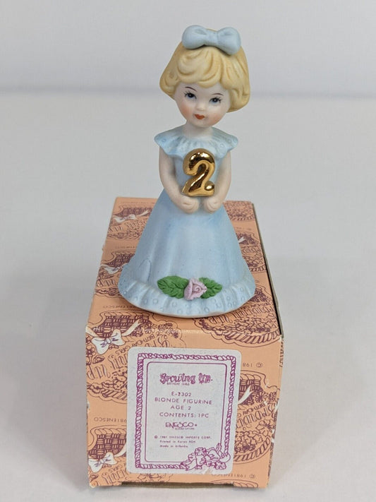 Growing Up Birthday Girls E-2302 Blonde Figurine Age 2 Enesco Home Display Decor