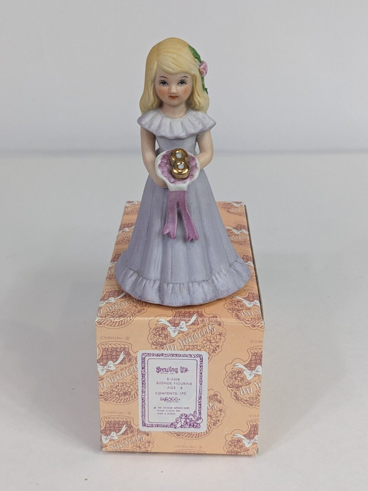 Growing Up Birthday Girls E-2308 Blonde Figurine Age 8 Enesco Home Display Decor