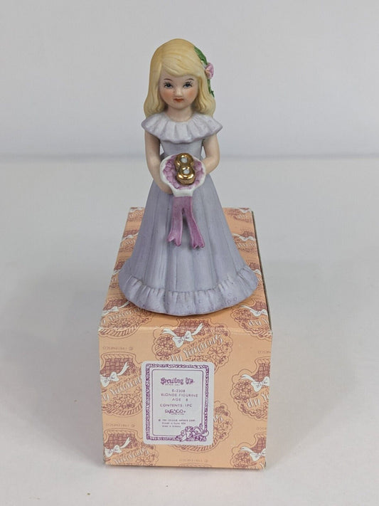 Growing Up Birthday Girls E-2308 Blonde Figurine Age 8 Enesco Home Display Decor