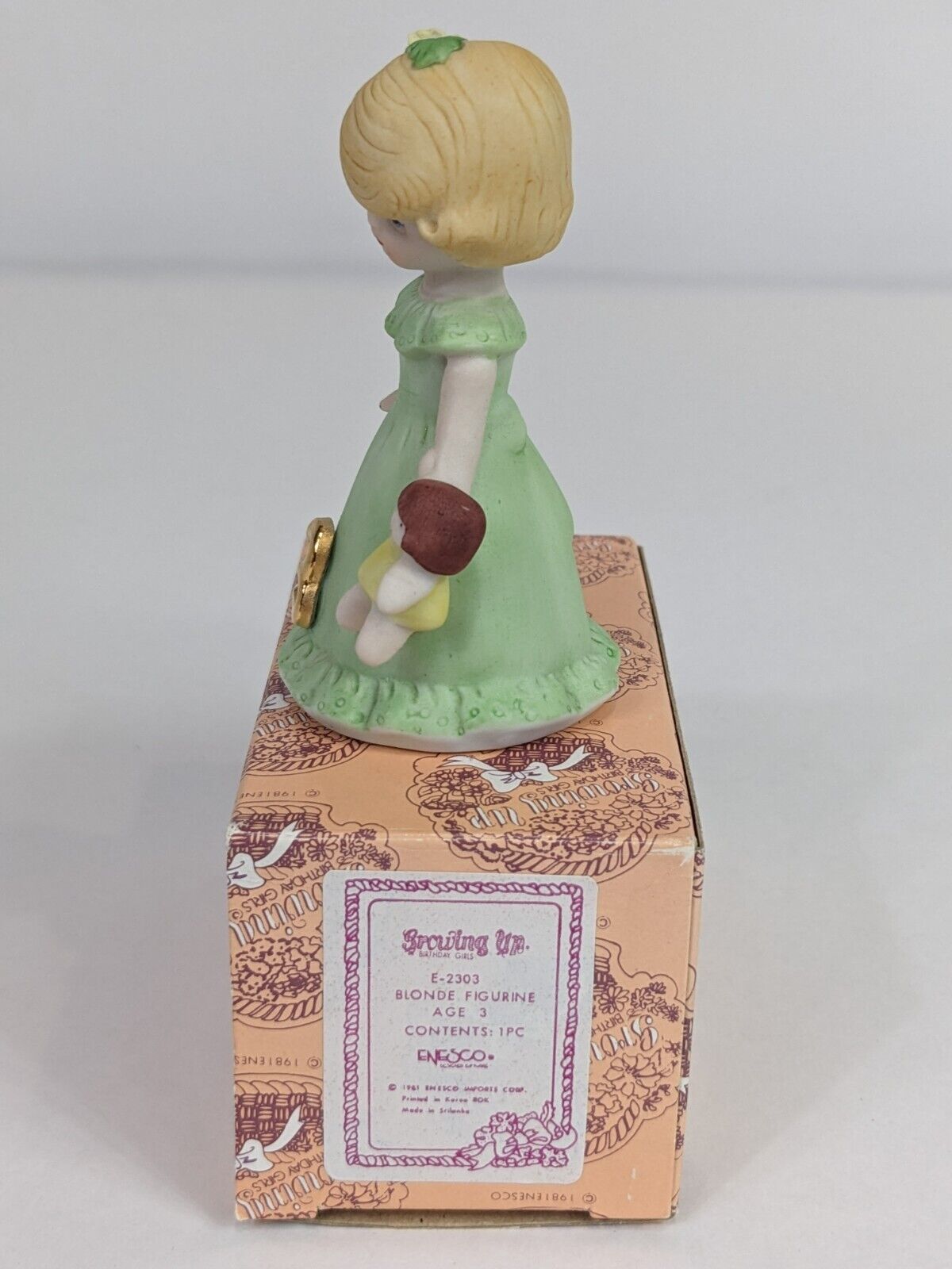 Growing Up Birthday Girls E-2303 Blonde Figurine Age 3 Enesco Home Display Decor