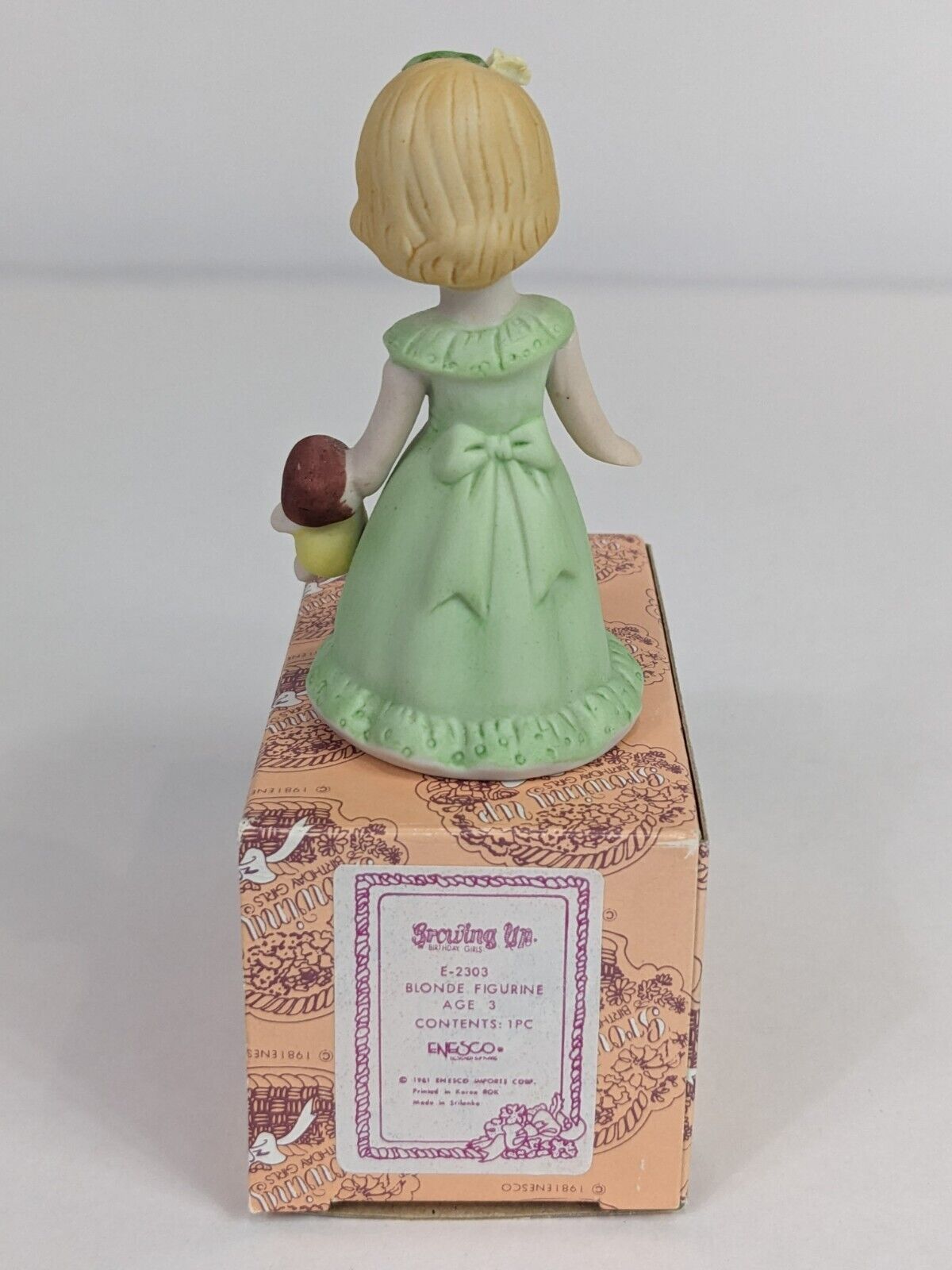 Growing Up Birthday Girls E-2303 Blonde Figurine Age 3 Enesco Home Display Decor