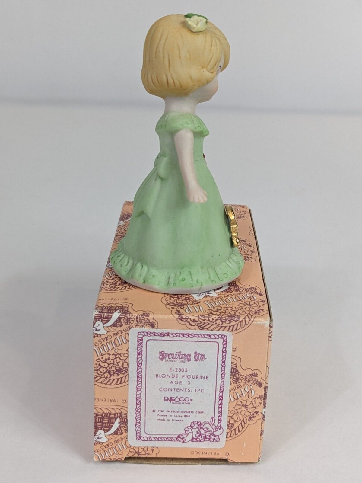 Growing Up Birthday Girls E-2303 Blonde Figurine Age 3 Enesco Home Display Decor