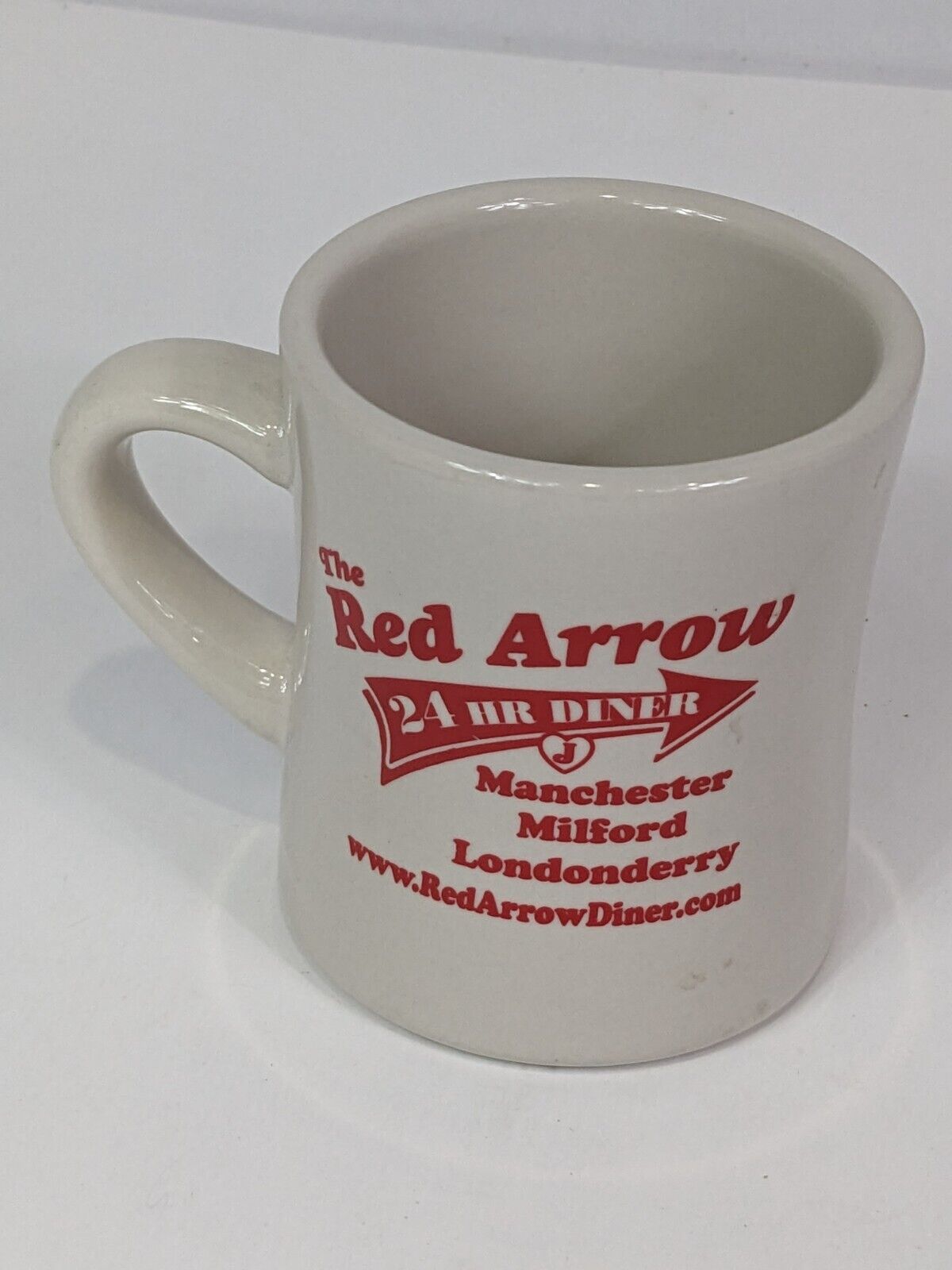 The Red Arrow 24hr Diner Coffee Mug Cup Manchester Milford Londonderry White