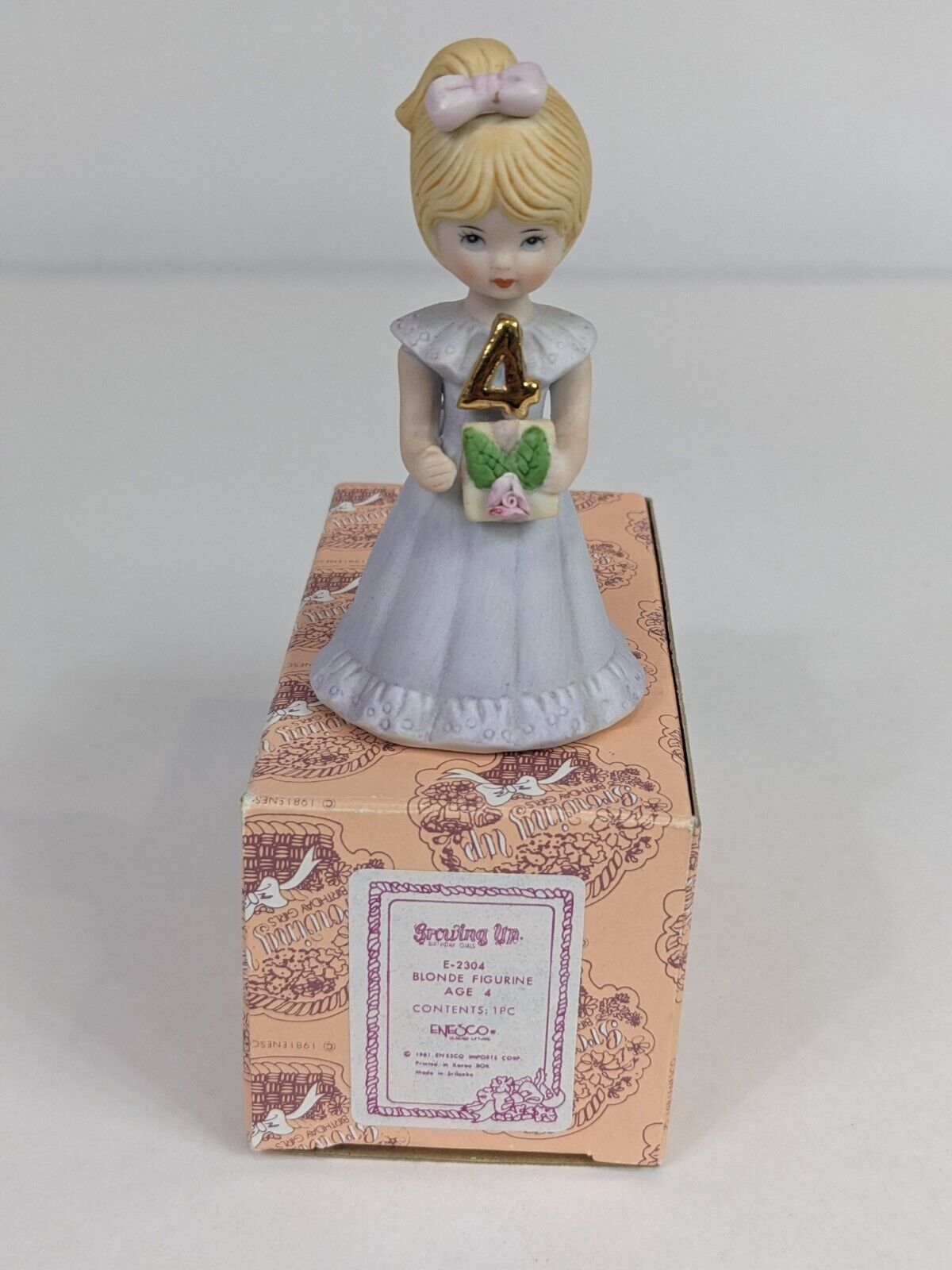 Growing Up Birthday Girls E-2304 Blonde Figurine Age 4 Enesco Home Display Decor