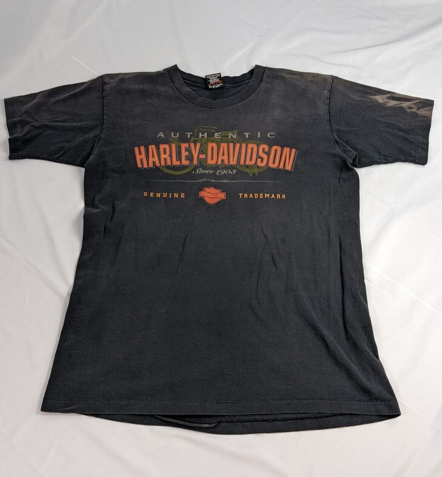 Authentic Harley Davidson Motorcycles T-Shirt Size Large 100% Cotton Tees Black