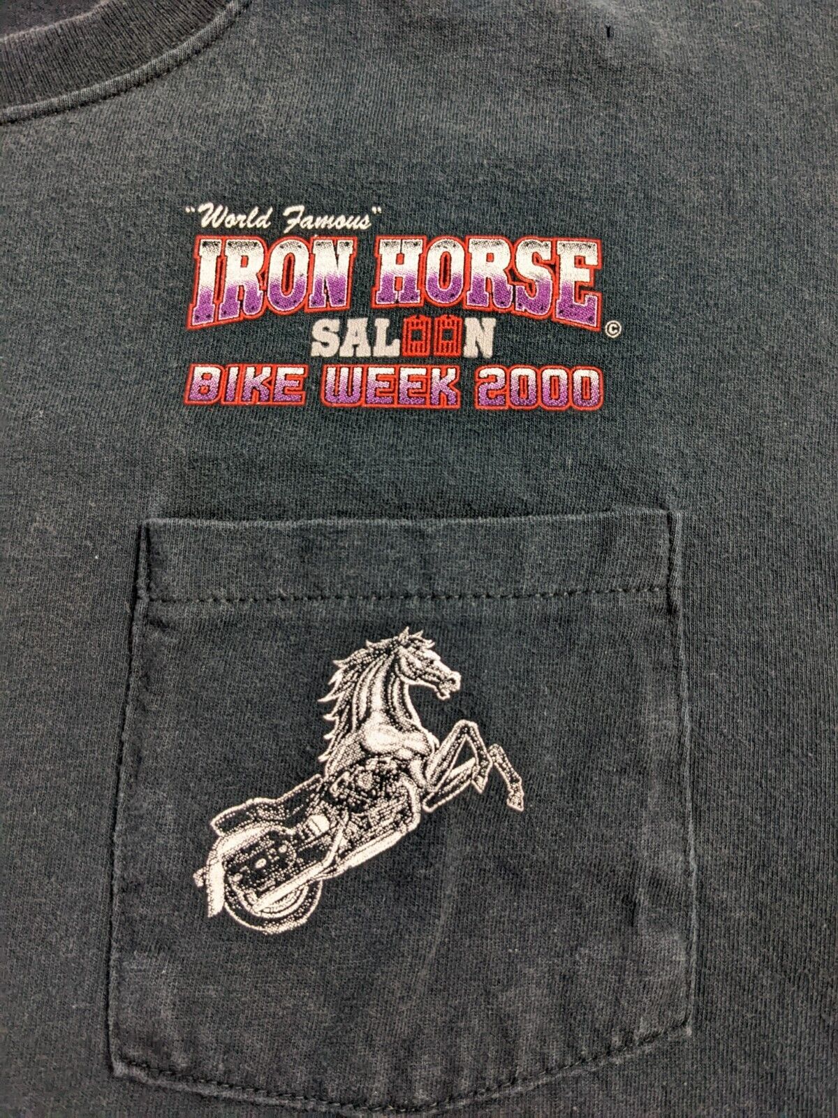 Black Bikers T-Shirt Size Large 100% Cotton Pre-Shrunk Tees Iron Horse Saloon