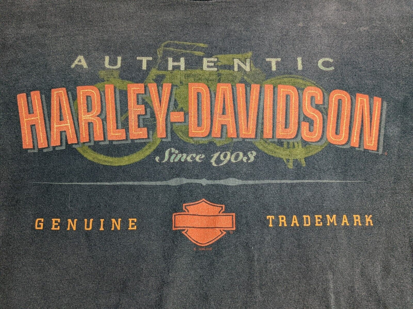 Authentic Harley Davidson Motorcycles T-Shirt Size Large 100% Cotton Tees Black