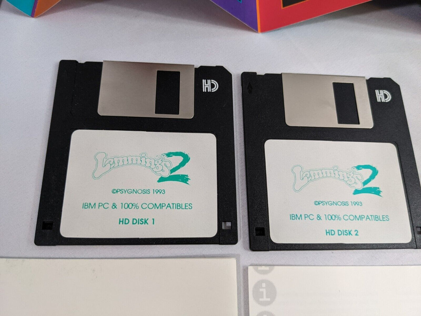 Complete Lemmings 2 The Tribe IBM PC Installer HD Disk 1 & 2 with Manual No box