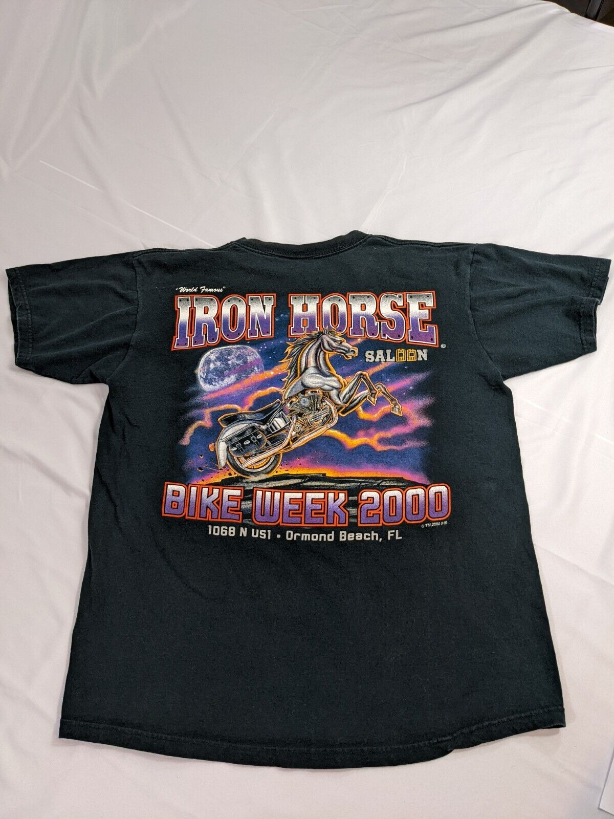 Black Bikers T-Shirt Size Large 100% Cotton Pre-Shrunk Tees Iron Horse Saloon