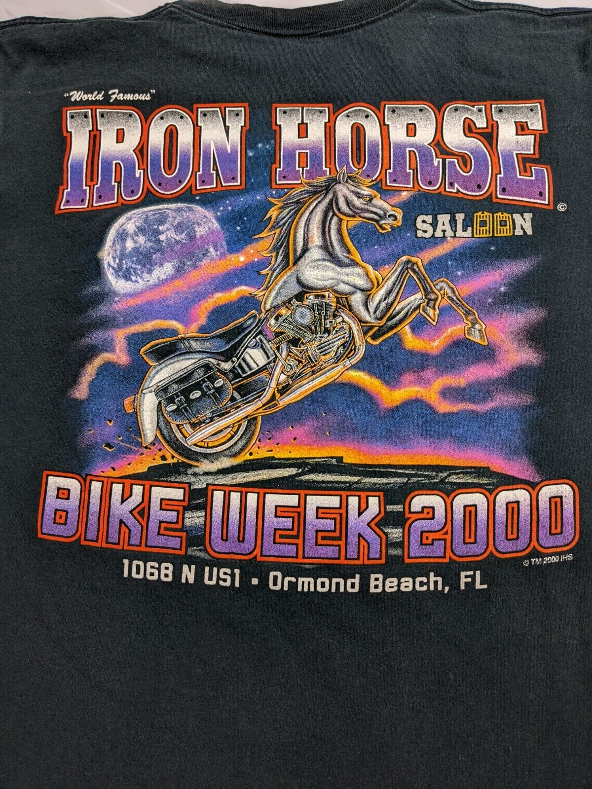 Black Bikers T-Shirt Size Large 100% Cotton Pre-Shrunk Tees Iron Horse Saloon