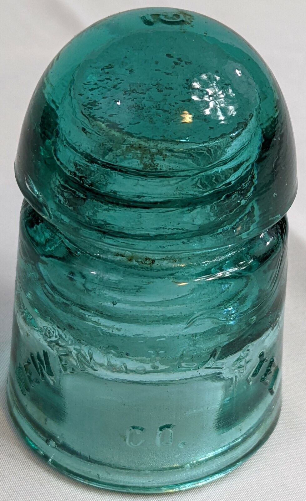 Antique Teal-Green Glass Insulator New England Tel & Tel Company #2