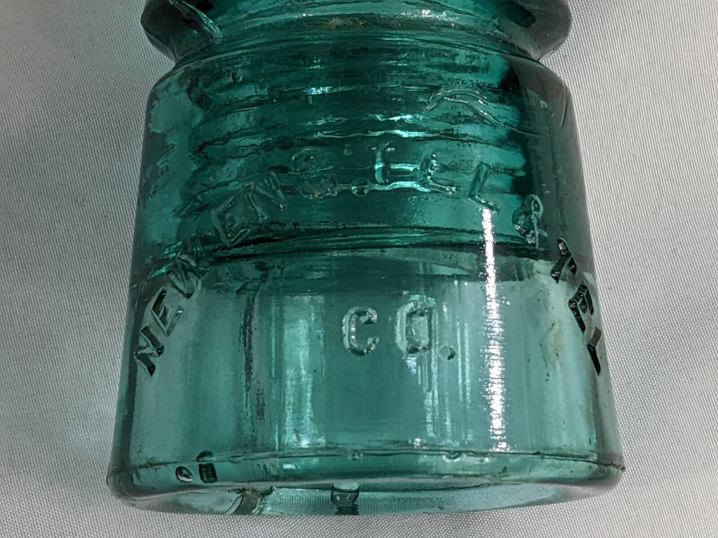 Antique Teal-Green Glass Insulator New England Tel & Tel Company #2