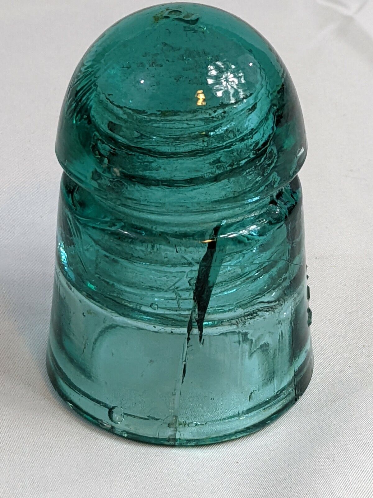 Antique Teal-Green Glass Insulator New England Tel & Tel Company #2