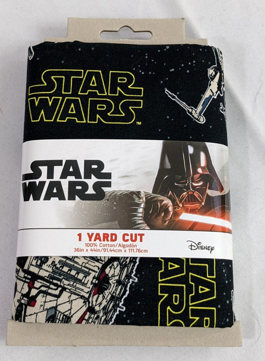 Disney Star Wars 1 Yard Cut Fabric 100% Cotton 36 x 44 inches Black 7360241YC1WM