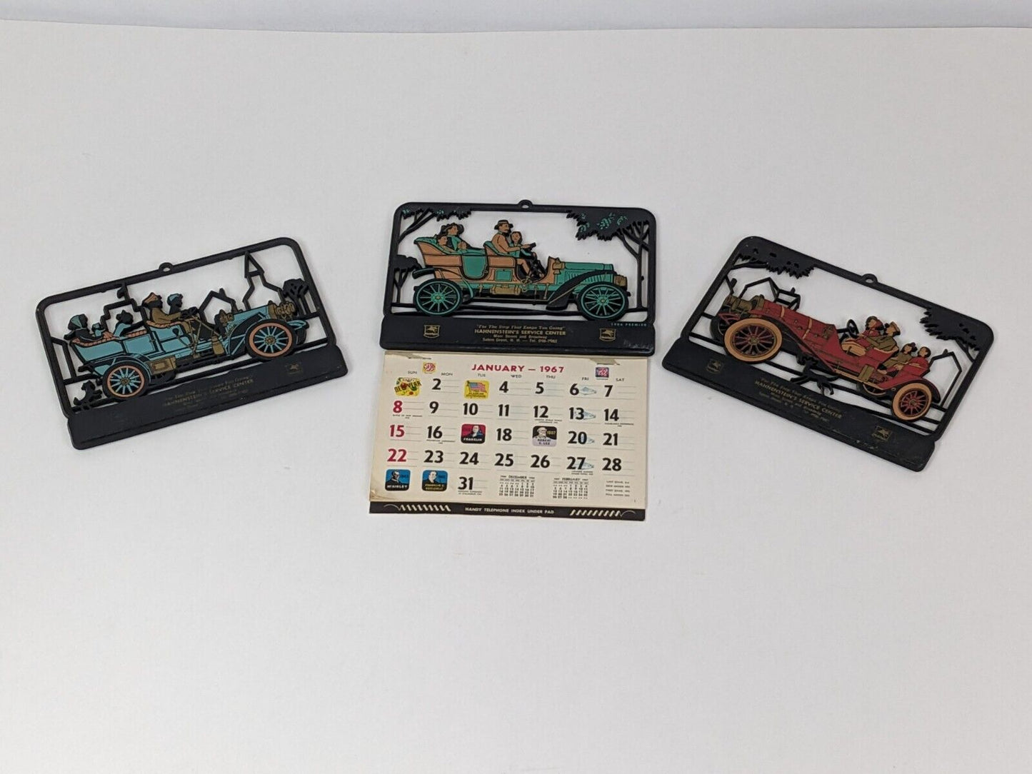 Vintage 1967 Hanging Calendar Hahnenstein's Service Center with 2 Holders