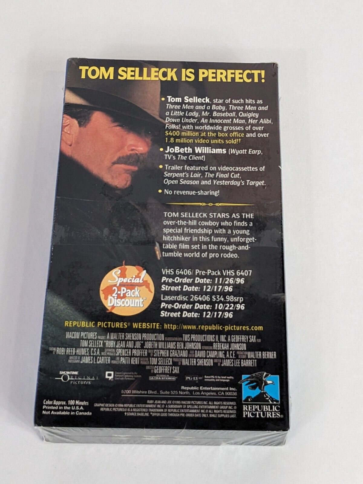 Ruby Jean and Joe Screening Copy VHS Tape Tom Selleck Republic Pictures RARE