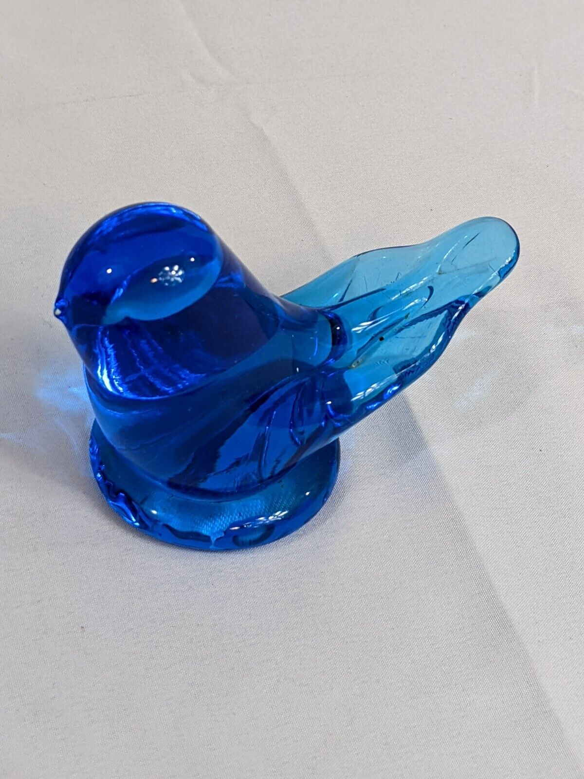 Bird of Happiness Glass Art Cobalt Blue 1995 Signed Mini Animal Figures Vintage