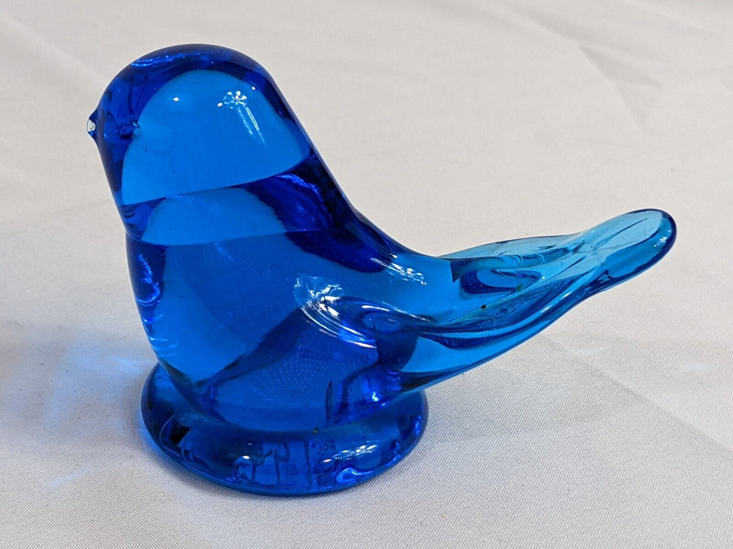 Bird of Happiness Glass Art Cobalt Blue 1995 Signed Mini Animal Figures Vintage