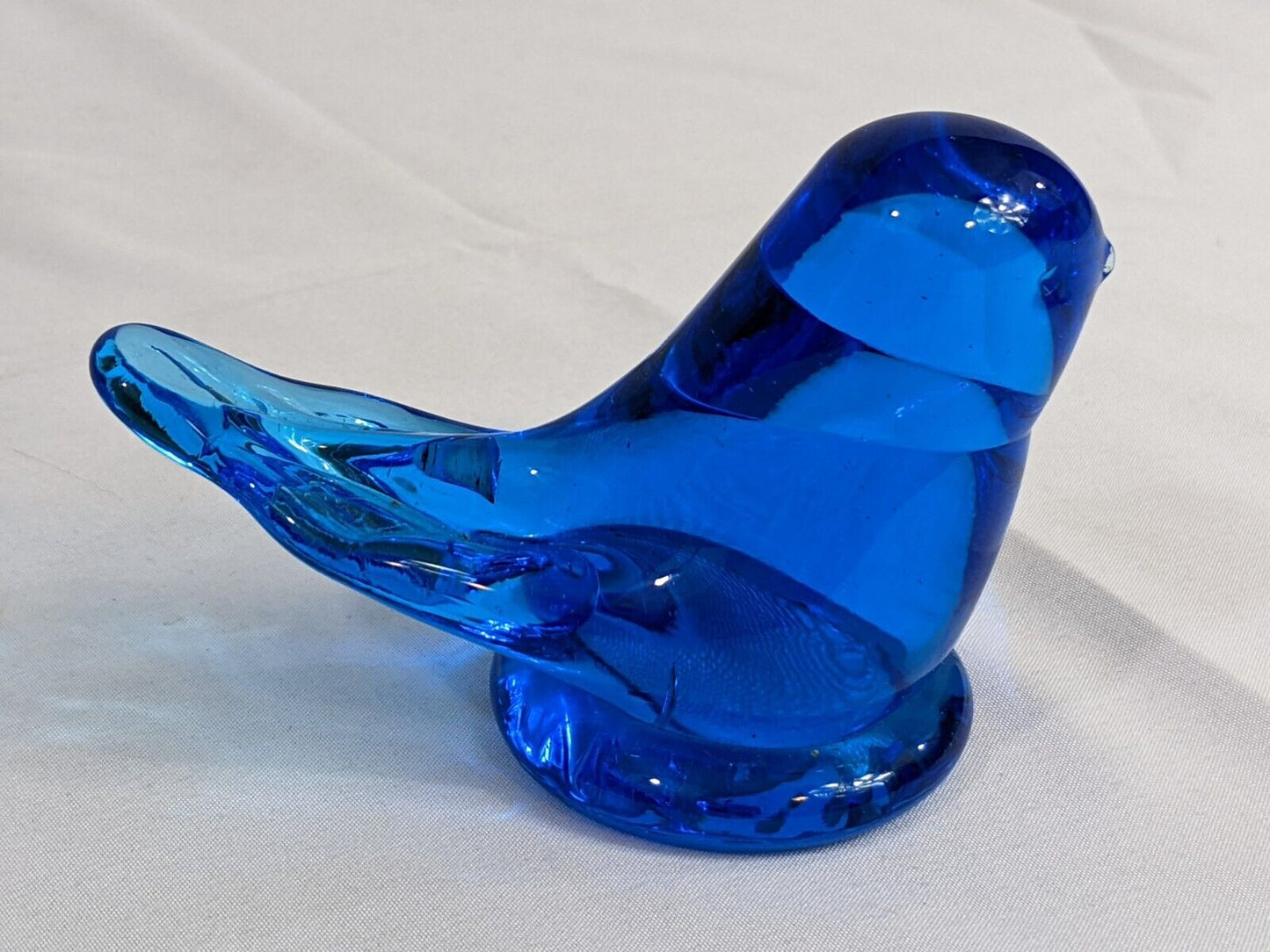 Bird of Happiness Glass Art Cobalt Blue 1995 Signed Mini Animal Figures Vintage