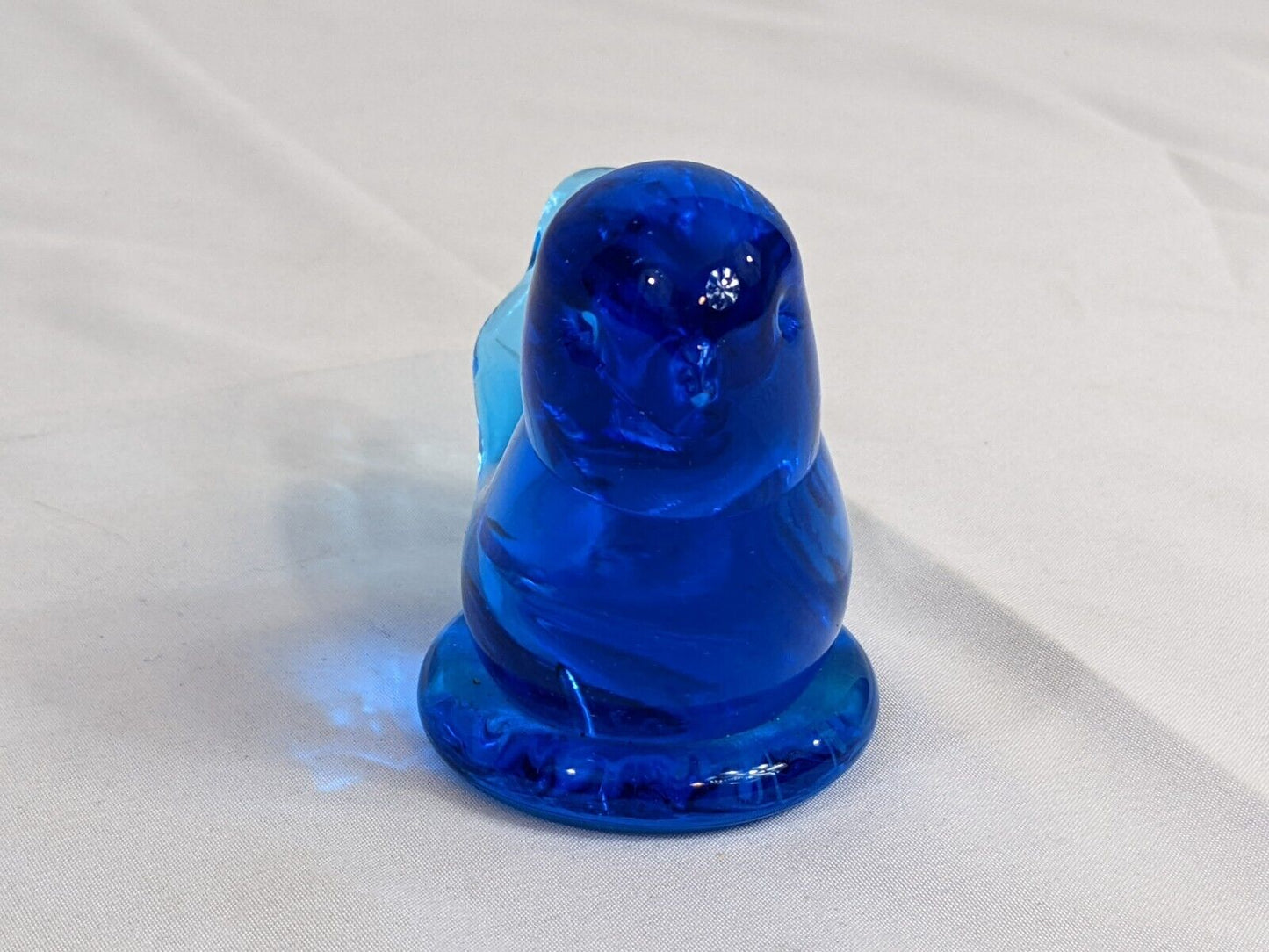 Bird of Happiness Glass Art Cobalt Blue 1995 Signed Mini Animal Figures Vintage