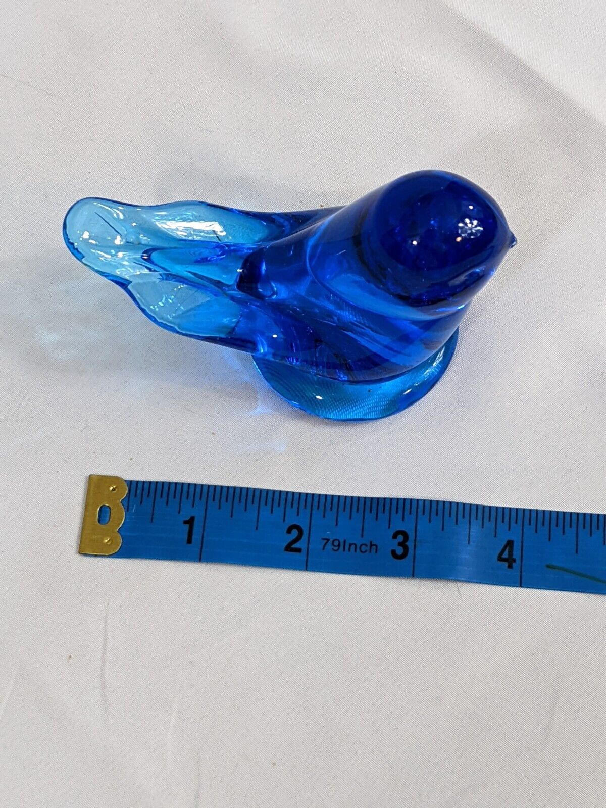 Bird of Happiness Glass Art Cobalt Blue 1995 Signed Mini Animal Figures Vintage