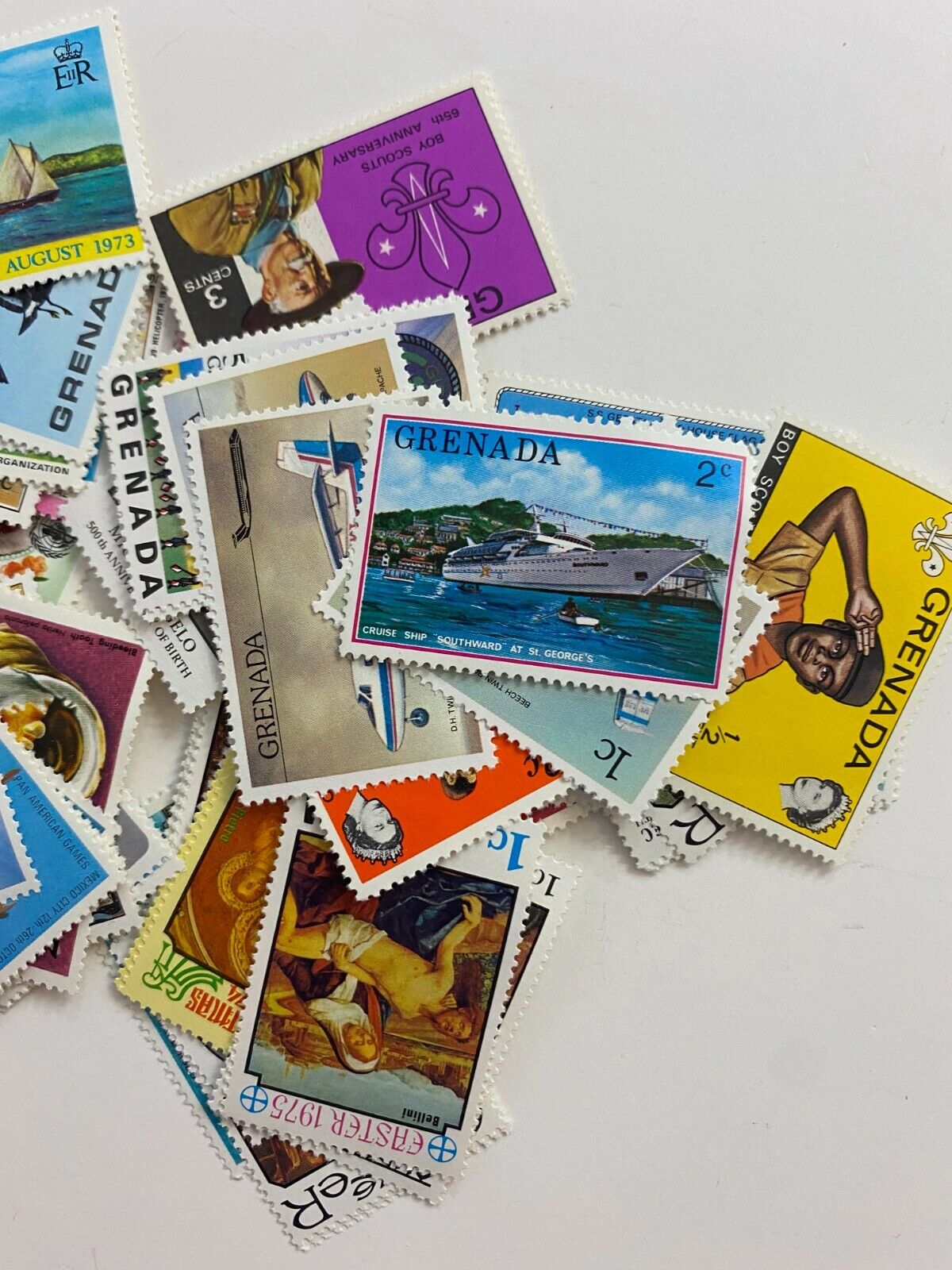 Huge Lot Grenada Caribbean Collectible Postage Stamps