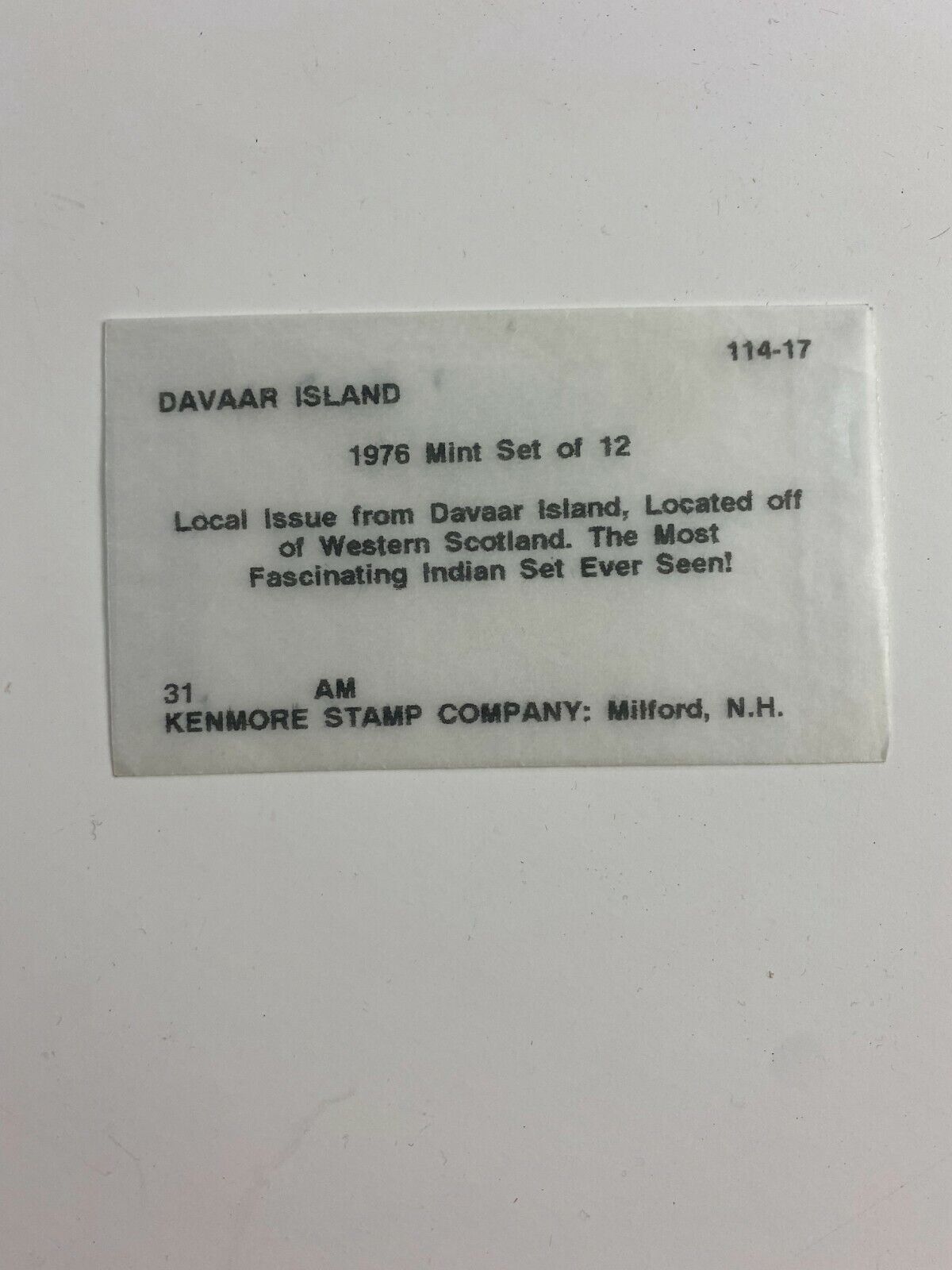 Davaar Island 1976 Mint Set of 12 Most Fascinating Indian Set Postage Stamps