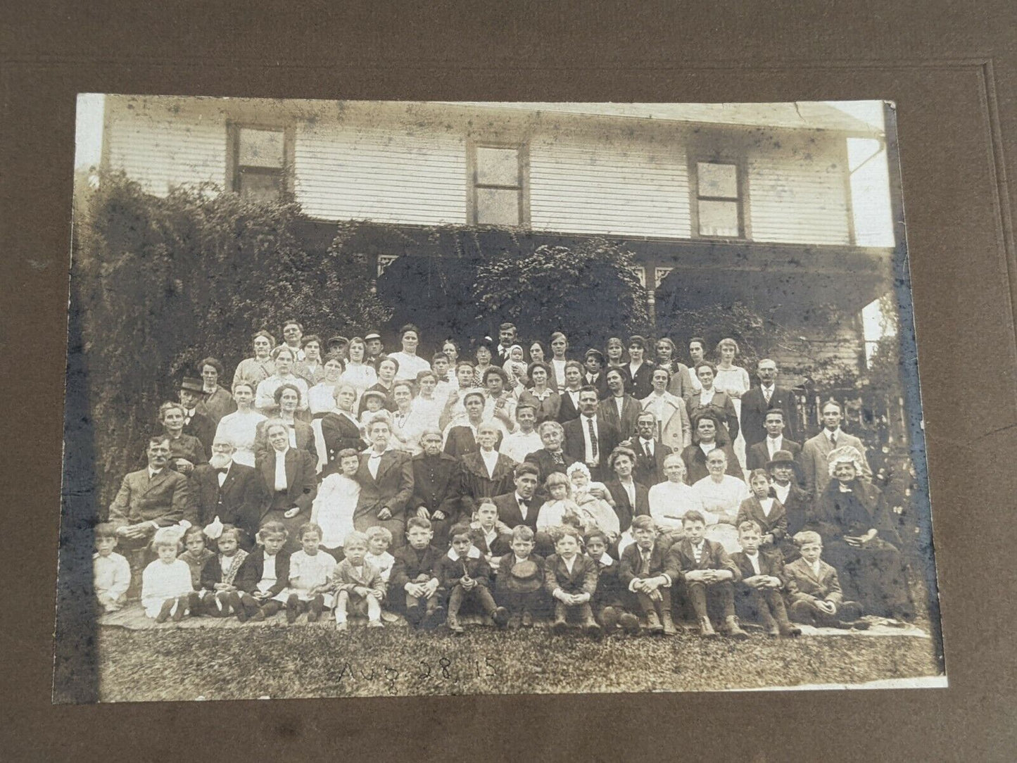 Vintage Photo Large Family Picture Outdoor Photograph Boys Girls Mens Womens